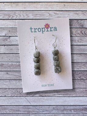 Stacked Silver Glitter Beaded Polymer Clay Earrings